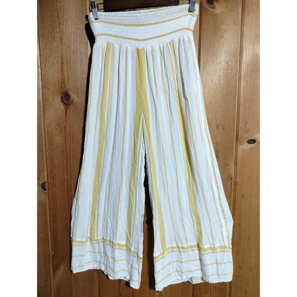 Billabong All Lined Up crop pants from The Buckle yellow white woman size Large - Picture 2 of 11